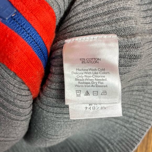 Eddie Bauer Womens Sweater Blue Gray Cardigan Full Zip Colorblock Ribbed M - Picture 10 of 13